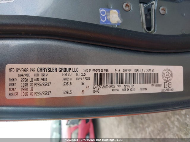 Продажа на аукционе авто 2010 Dodge Journey, vin: 3D4PG5FV9AT245235, номер лота: 12637304