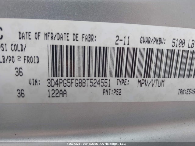Продаж на аукціоні авто 2011 Dodge Journey, vin: 3D4PG5FG8BT524551, номер лоту: 12637323