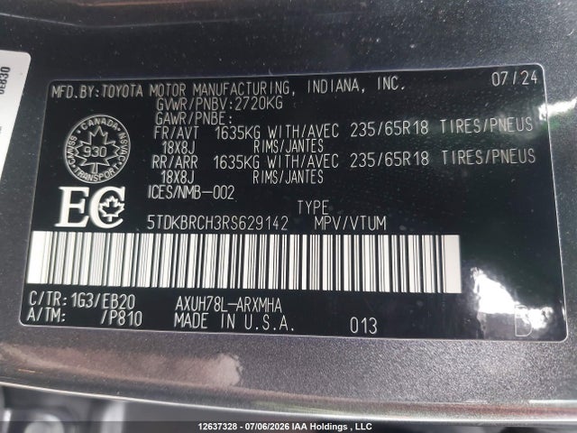 Aukcja sprzedaży 2024 Toyota Highlander Hybrid Xle, vin: 5TDKBRCH3RS629142, numer aukcji: 12637328