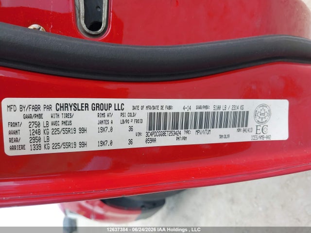 12637384 :رقم المزاد ، 3C4PDCGG8ET253424 vin ، 2014 Dodge Journey Crossroad مزاد بيع