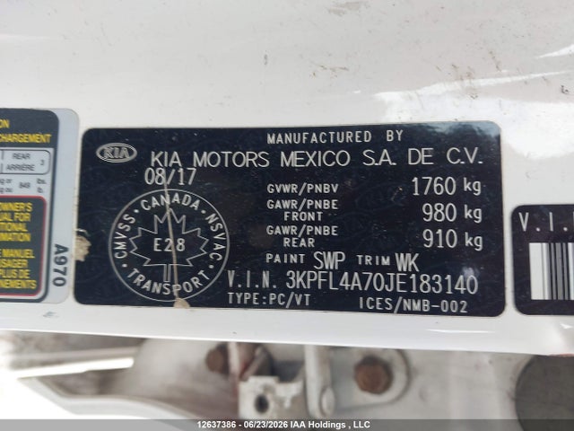 Aukcja sprzedaży 2018 Kia Forte Lx/lx+, vin: 3KPFL4A70JE183140, numer aukcji: 12637386