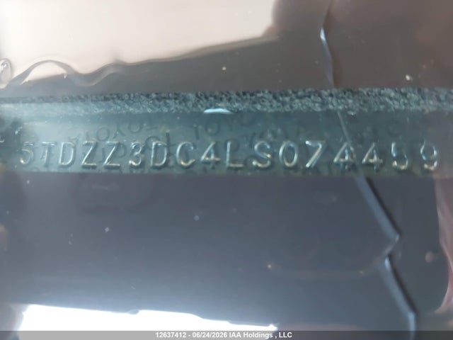 12637412 :رقم المزاد ، 5TDZZ3DC4LS074459 vin ، 2020 Toyota Sienna L مزاد بيع