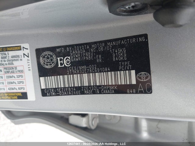 Продажа на аукционе авто 2008 Toyota Matrix Xr, vin: 2T1KR32E78C691084, номер лота: 12637441
