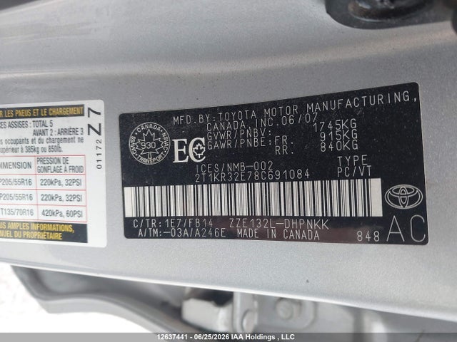 Продажа на аукционе авто 2008 Toyota Matrix Xr, vin: 2T1KR32E78C691084, номер лота: 12637441
