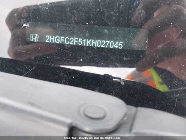 Aukcja sprzedaży 2019 Honda Civic Lx, vin: 2HGFC2F51KH027045, numer aukcji: 12637458