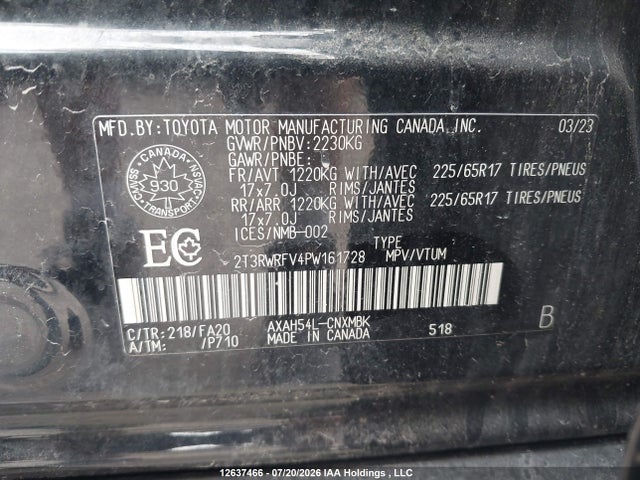 Продажа на аукционе авто 2023 Toyota Rav4 Xle/woodland Edition, vin: 2T3RWRFV4PW161728, номер лота: 12637466