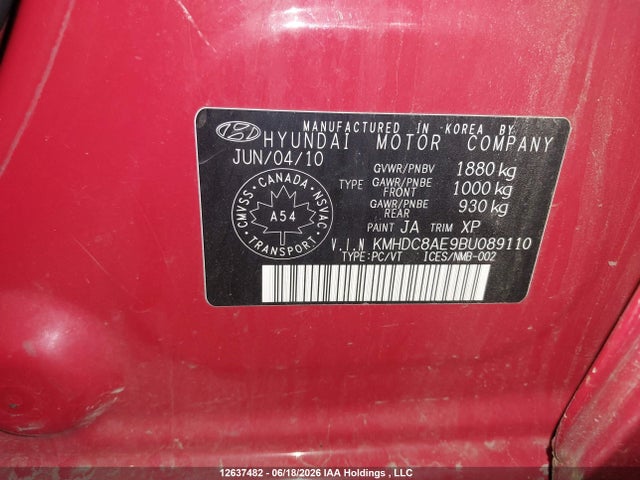 Продаж на аукціоні авто 2011 Hyundai Elantra Touring Gls/se, vin: KMHDC8AE9BU089110, номер лоту: 12637482