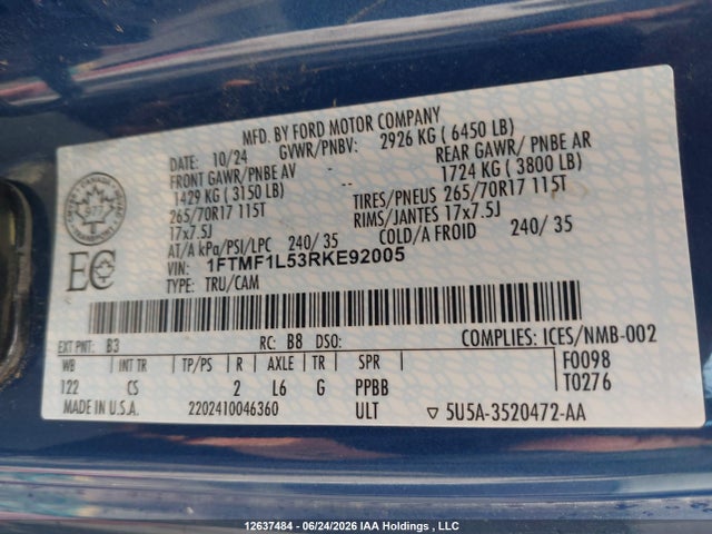 1FTMF1L53RKE92005 Ford F-150 Xl