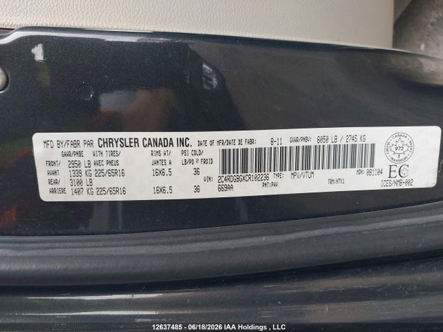 Продажа на аукционе авто 2012 Dodge Grand Caravan Se, vin: 2C4RDGBGXCR102236, номер лота: 12637485