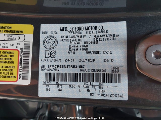 3FMCR9BN8TRE31587 Ford Bronco Sport Big Bend