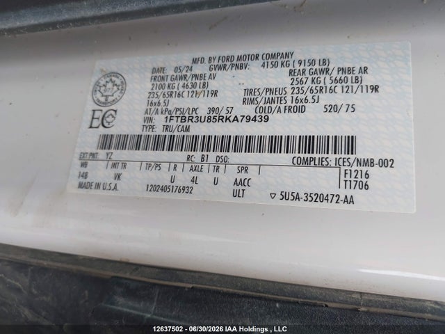 Ford Transit T-250 2024 1FTBR3U85RKA79439 Image 18