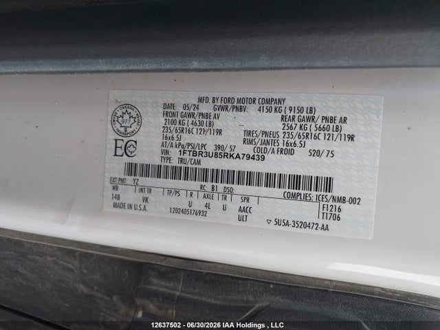 Ford Transit T-250 2024 1FTBR3U85RKA79439 Image 9