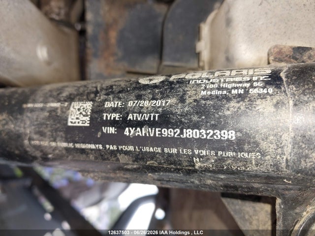 12637503 :رقم المزاد ، 4XARVE992J8032398 vin ، 2018 Polaris Ranger Crew Xp 1000 Eps مزاد بيع