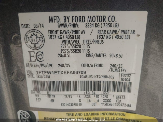 Ford F150 Supercrew 2014 1FTFW1ETXEFA96709 Image 19