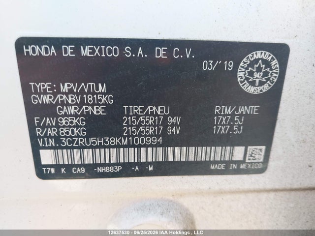 Honda HR-V 2019 3CZRU5H38KM100994 Image 18