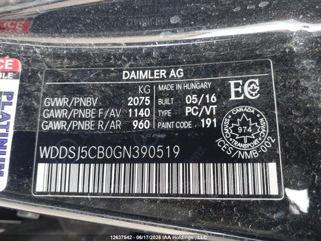 Продажа на аукционе авто 2016 Mercedes-benz Cla 45 Amg, vin: WDDSJ5CB0GN390519, номер лота: 12637542