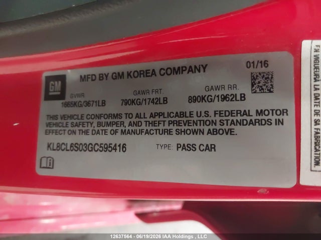 Chevrolet Spark 2016 KL8CL6S03GC595416 Image 9