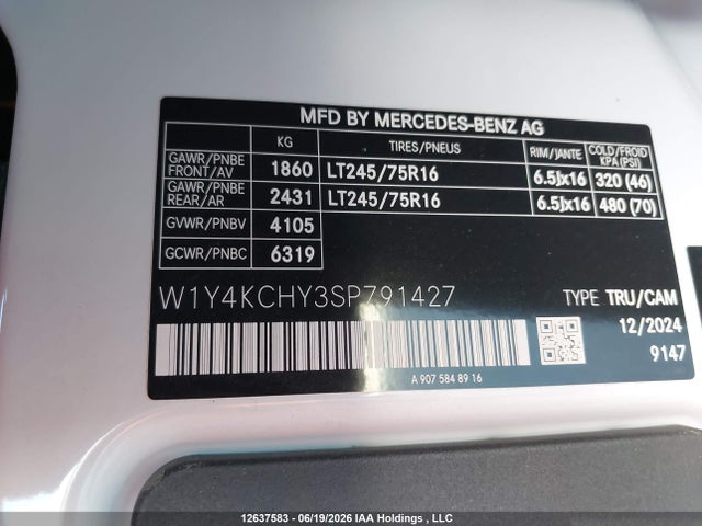 W1Y4KCHY3SP791427 Mercedes-Benz Sprinter 2500