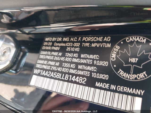 WP1AA2A58LLB14482 Porsche Macan