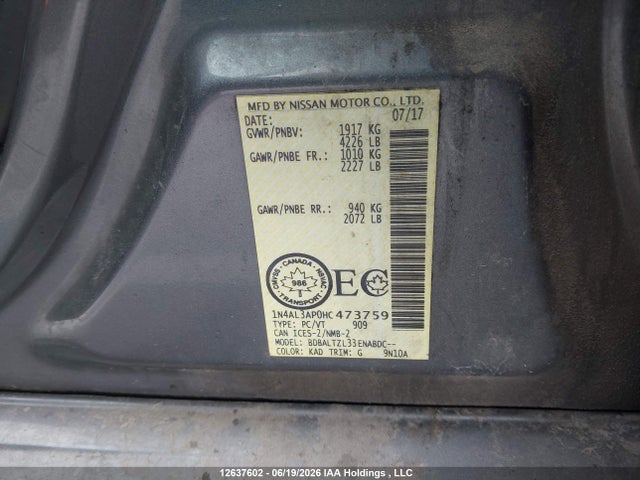 1N4AL3AP0HC473759 Nissan Altima 2.5/s/sv/sl/sr
