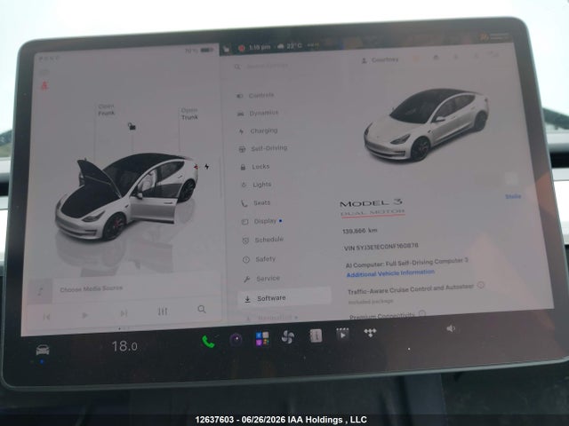 Продажа на аукционе авто 2022 Tesla Model 3 Performance, vin: 5YJ3E1EC0NF160878, номер лота: 12637603