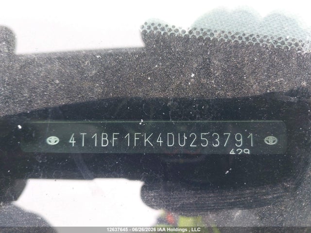2013 Toyota Camry Le მანქანა იყიდება აუქციონზე, vin: 4T1BF1FK4DU253791, აუქციონის ნომერი: 12637645