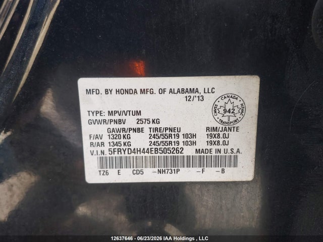 Продаж на аукціоні авто 2014 Acura Mdx Technology, vin: 5FRYD4H44EB505262, номер лоту: 12637646