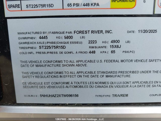 Forest River Trailer 2026 5NHUHAZ2XTW096156 Image 13