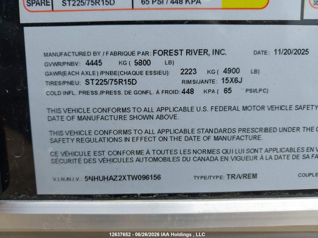 Forest River Trailer 2026 5NHUHAZ2XTW096156 Image 9