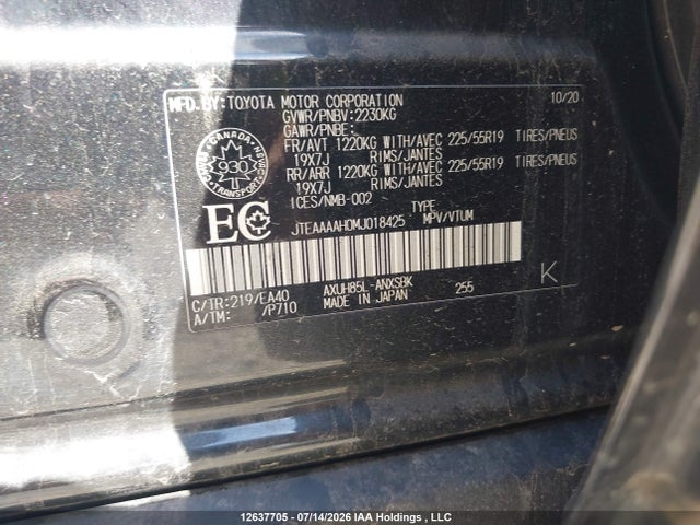 Aukcja sprzedaży 2021 Toyota Venza Le/xle/limited, vin: JTEAAAAH0MJ018425, numer aukcji: 12637705