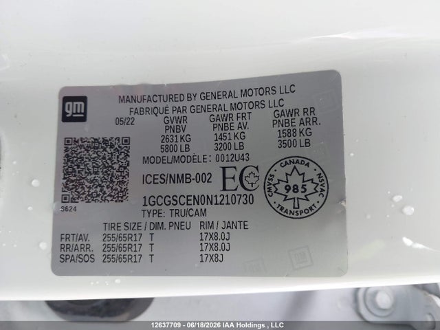 1GCGSCEN0N1210730 Chevrolet Colorado Lt