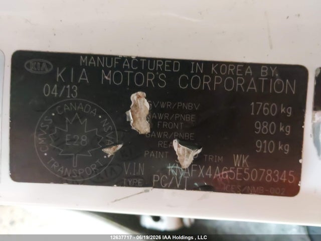 12637717 :رقم المزاد ، KNAFX4A65E5078345 vin ، 2014 Kia Forte 1.8l Lx/1.8l Lx+/1.8l Se مزاد بيع