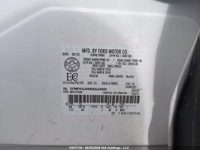 Продаж на аукціоні авто 2024 Ford Edge Sel, vin: 2FMPK4J99RBA24009, номер лоту: 12637730
