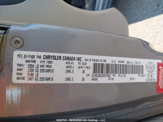 12637741 :رقم المزاد ، 2C4RDGBGXDR579962 vin ، 2013 Dodge Grand Caravan Se/sxt مزاد بيع