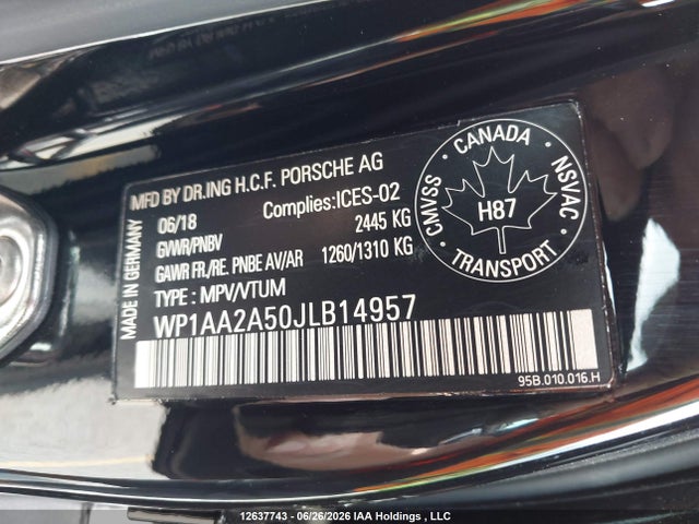 WP1AA2A50JLB14957 Porsche Macan