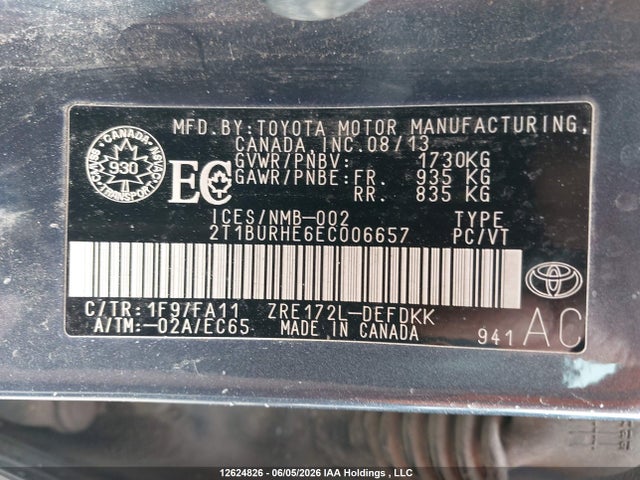 Toyota COROLLA CE 2014 2T1BURHE6EC006657 Image 9