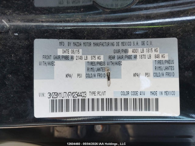 3MZBM1U7XFM234403 Mazda 3 SPORT