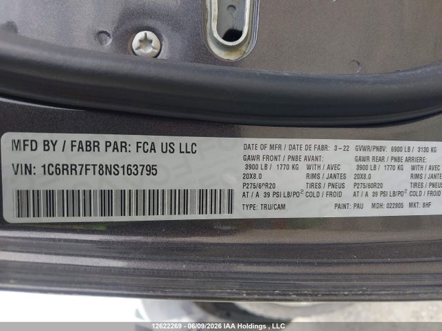 1C6RR7FT8NS163795 RAM 1500 Classic Tradesman