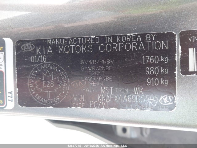 Продажа на аукционе авто 2016 Kia Forte 1.8l Lx/1.8l Lx+, vin: KNAFX4A69G5595442, номер лота: 12637775