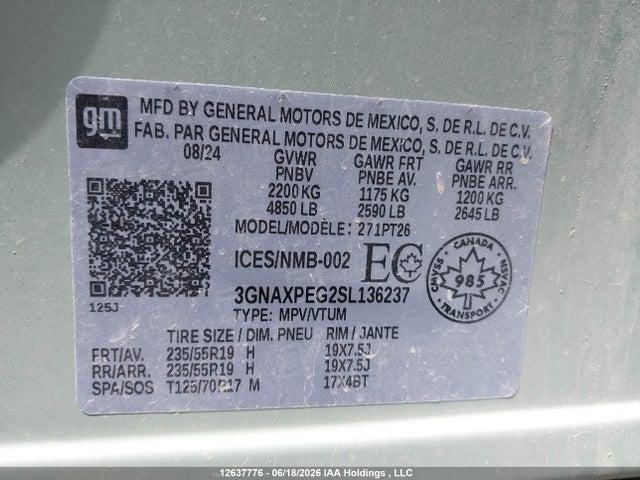 Chevrolet EQUINOX LT 2025 3GNAXPEG2SL136237 Image 9