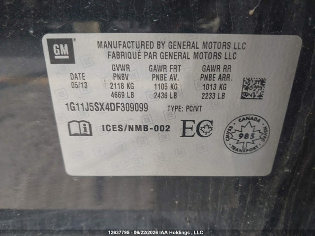 Aukcja sprzedaży 2013 Chevrolet Malibu Ltz, vin: 1G11J5SX4DF309099, numer aukcji: 12637795