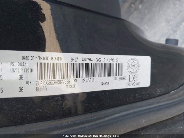 Продажа на аукционе авто 2017 Dodge Grand Caravan Cvp/sxt, vin: 2C4RDGBG3HR877338, номер лота: 12637799