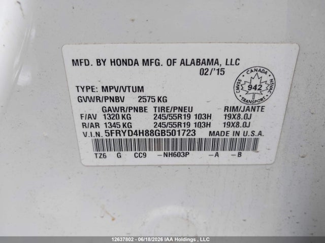 Acura Mdx Elite 2016 5FRYD4H88GB501723 Image 9