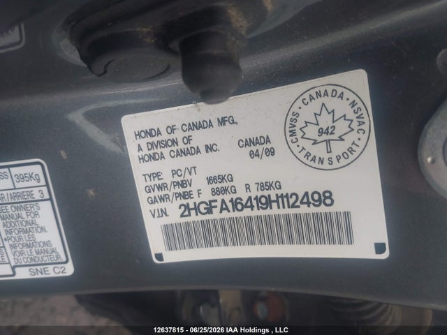 Продаж на аукціоні авто 2009 Honda Civic Dx-g, vin: 2HGFA16419H112498, номер лоту: 12637815