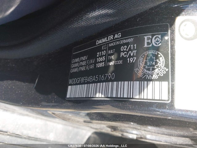 Aukcja sprzedaży 2011 Mercedes-benz C 250 4matic, vin: WDDGF8FB4BA516790, numer aukcji: 12637830