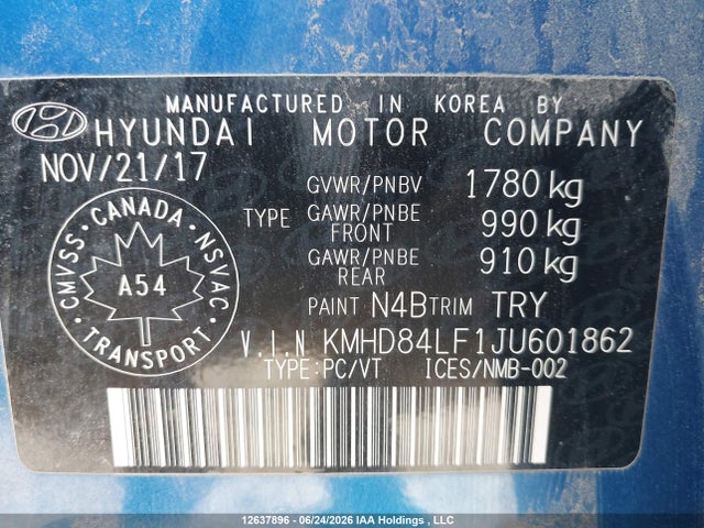 Aukcja sprzedaży 2018 Hyundai Elantra Gl, vin: KMHD84LF1JU601862, numer aukcji: 12637896