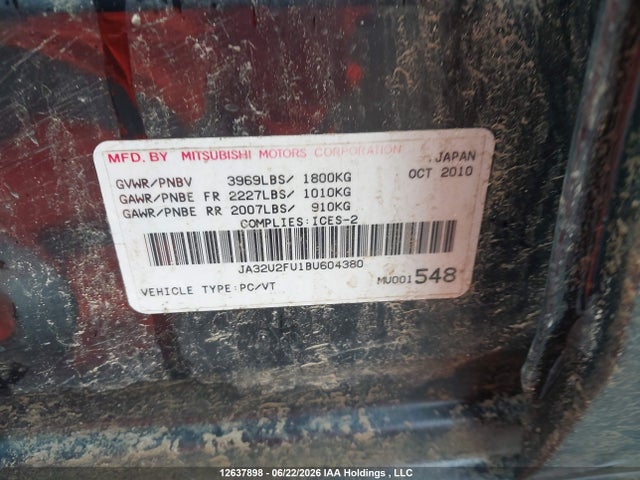 Продажа на аукционе авто 2011 Mitsubishi Lancer Se, vin: JA32U2FU1BU604380, номер лота: 12637898
