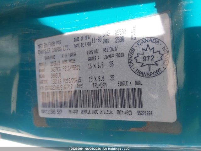 12629299 :رقم المزاد ، 1B7GG23Y6VS169717 vin ، 1997 Dodge Dakota Slt/sport مزاد بيع