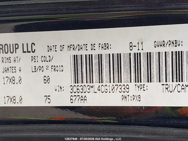 Продаж на аукціоні авто 2012 Dodge Ram 3500 Laramie, vin: 3C63D3ML4CG107339, номер лоту: 12637949