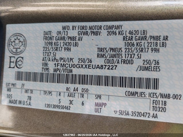 Ford ESCAPE SE 2014 1FMCU0GXXEUA87227 Image 19